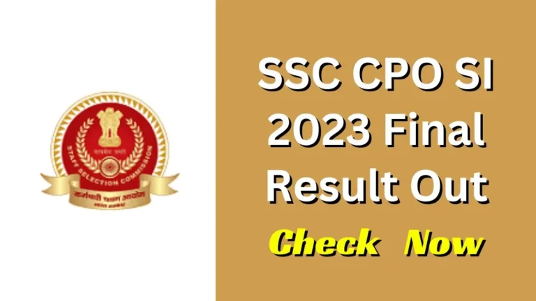 SSC CPO 2023 Final Result